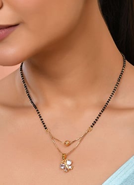 Charming Gold Plated Kundan Pendant Mangalsutra for Women
