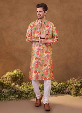 Charming Multicolour Digital Sequence Ethnic Kurta Pyjama Set
