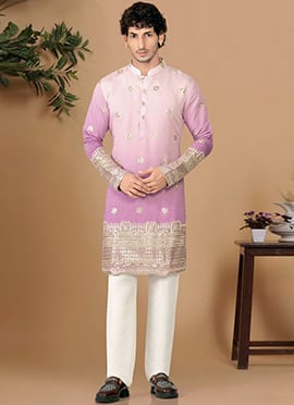 Charming Onion Pink Soft Silk Embroidered Kurta Pyjama