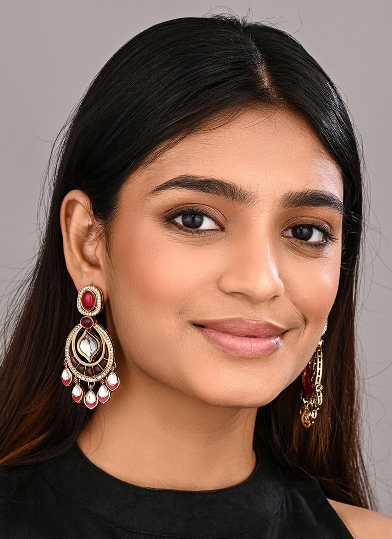 Charming Pink Stone Drops Festive Wear