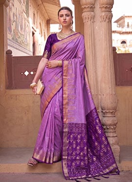 Charming Purple Silk Zari Saree
