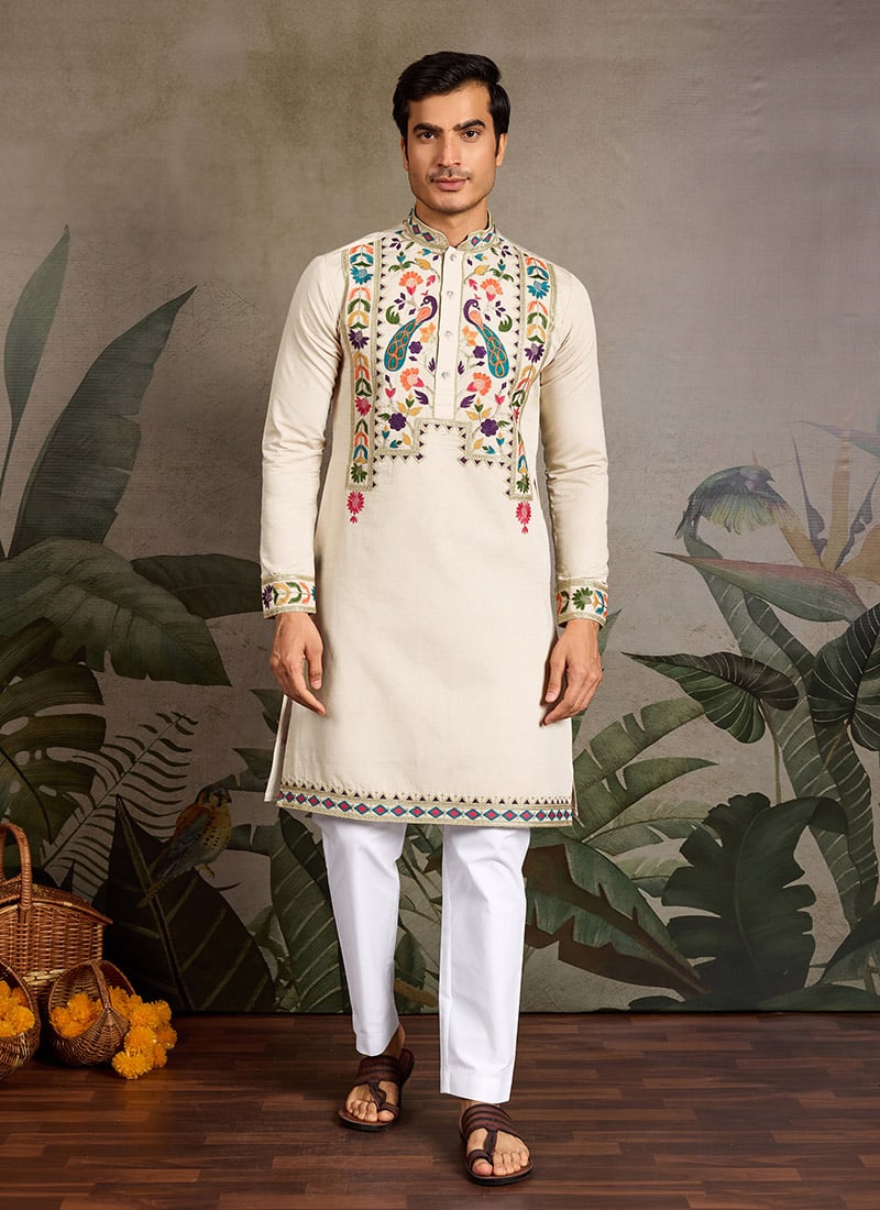 Charming Purple Viscose Silk Embroidered Sequins Thread Kurta