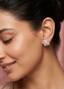 Charming Rose Gold 925 Sterling Silver Stud Earrings With Moissanite Design