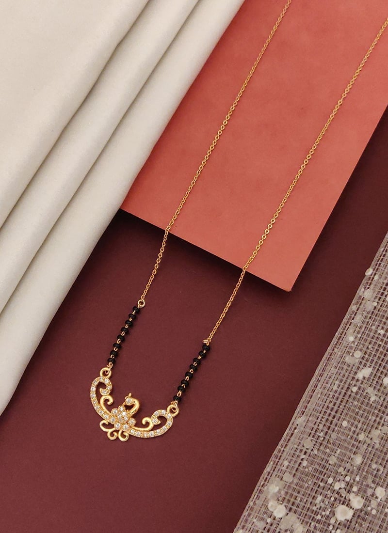 Charming Rose Gold Beads Stones Mangalsutra Festive Wear