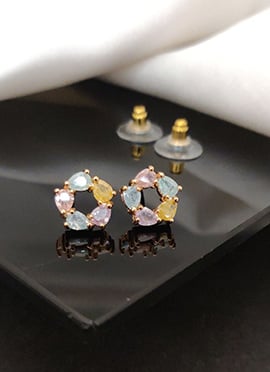 Charming Rose Gold Kundan Cubic Zircon American Diamond Studs