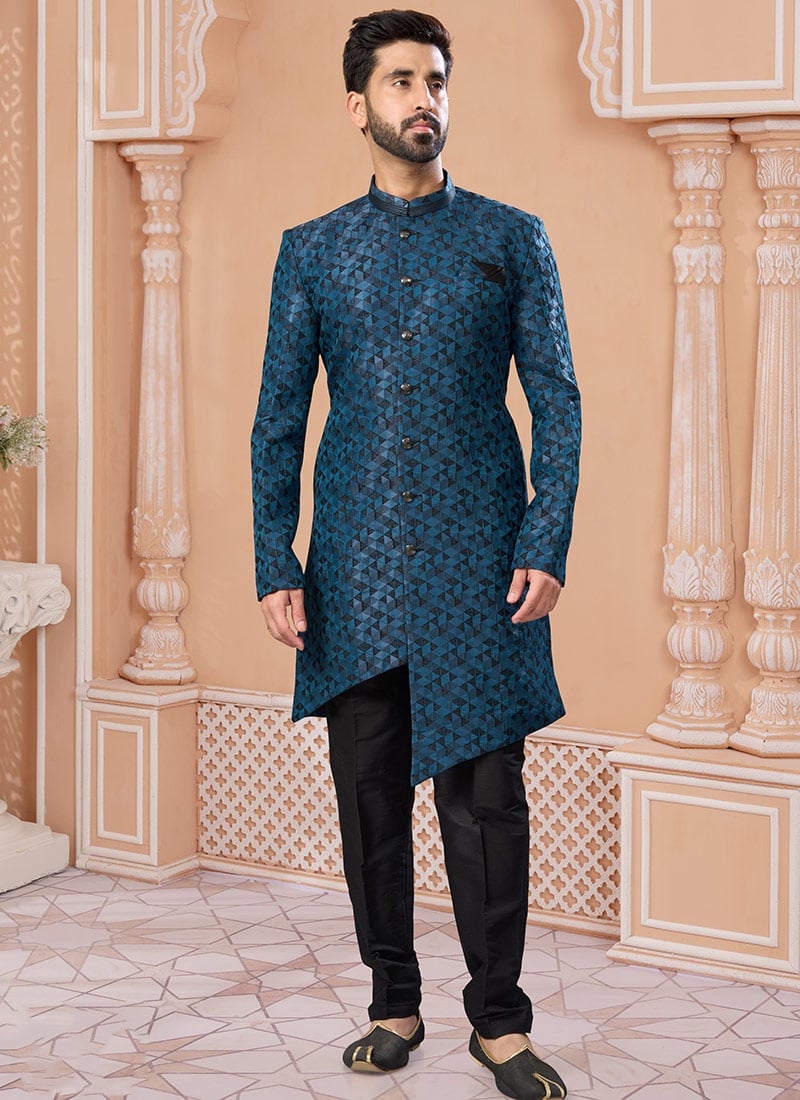 Charming Sequins Thread Silk Indowestern Sherwani