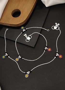 Charming Silver Beaded Anklets