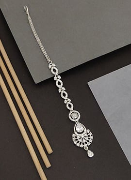 Charming Silver Kundan Stones American Diamond Mangtikka