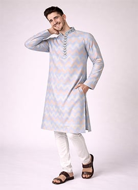 Charming Sky Blue Jacquard Silk Jacquard Kurta Pyjama