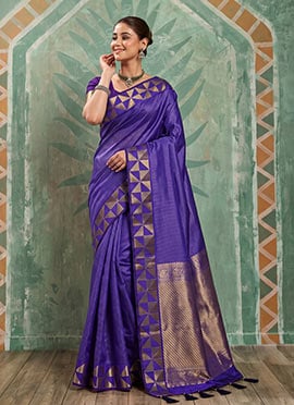 Charming Violet Silk Zari Saree