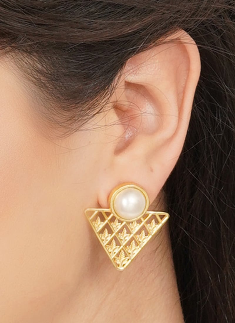 Charming White Moti Studs Festive Wear