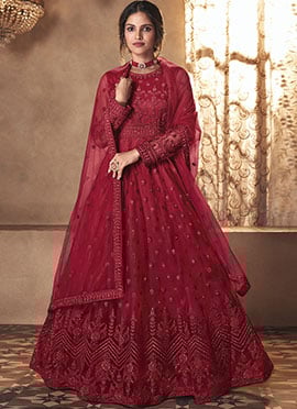 red long anarkali