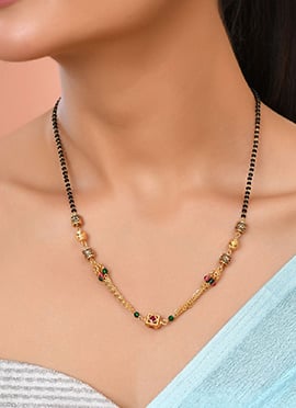 Chic Gold Plated Black Beads Designer Mangalsutra Necklace for Women