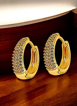 Chic Gold Plated Stones Hoops