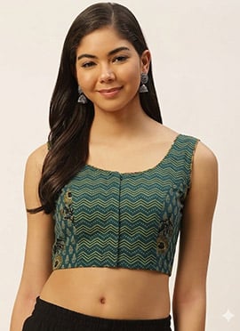 Chic Green Cotton Printed Blouse