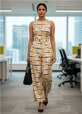 Chic Multicolor Silk Indo Western Jumpsuit