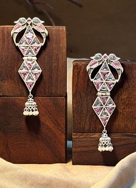Chic Pink Kundan Danglers