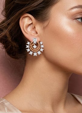 Chic Rose Gold 925 Sterling Silver Moissanite Stone Stud Earrings
