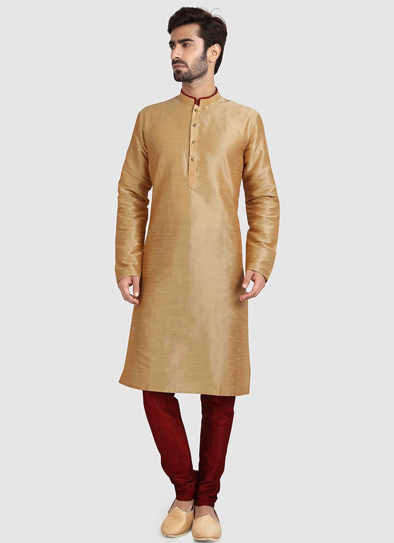 Chikoo Art Silk Kurta Pyjama Party Wear