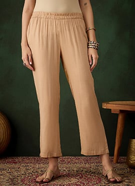 Chikoo Rayon Solid Straight Pant