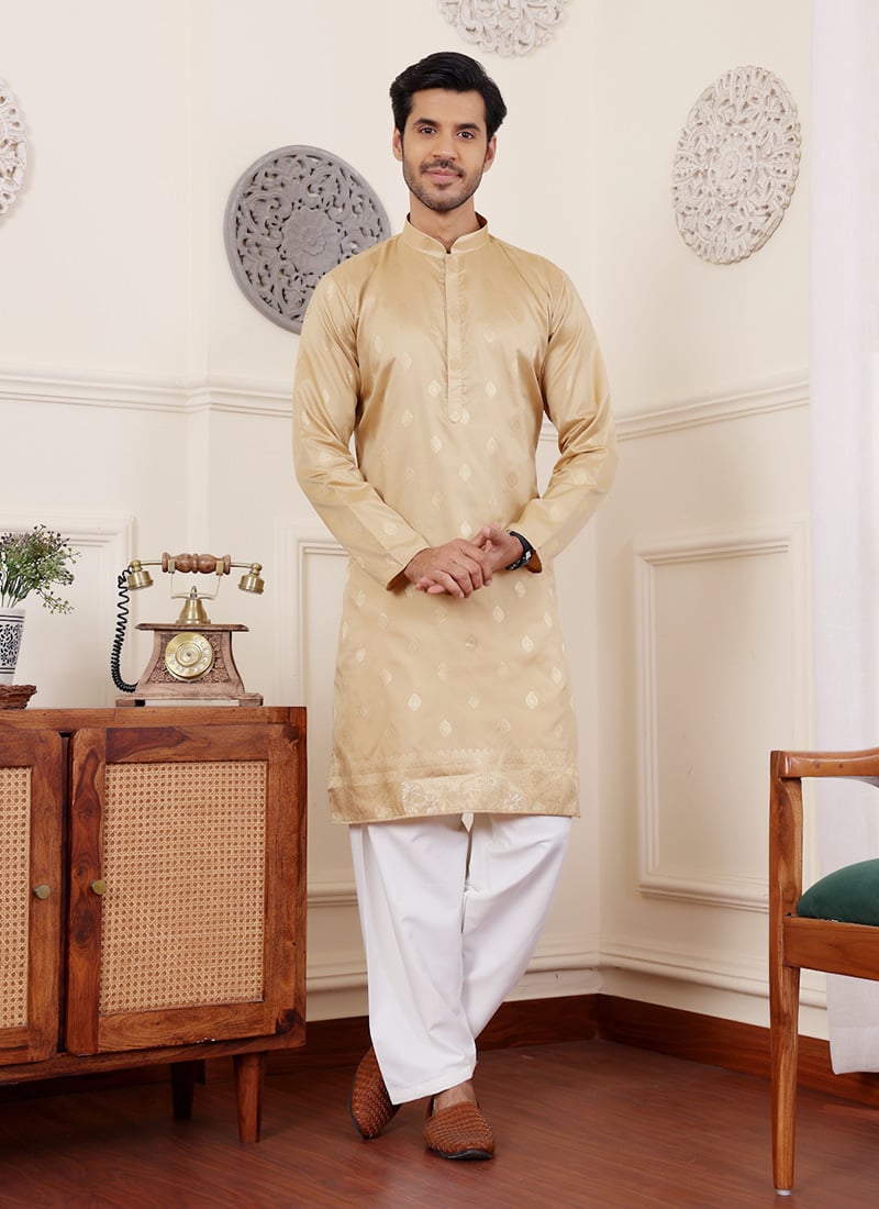 Chikoo Viscose Jacquard Kurta