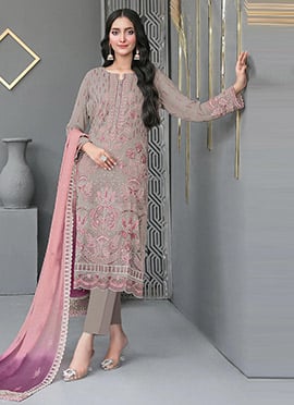 Chiku Georgette Embroidered Sequins Straight Pant Suit