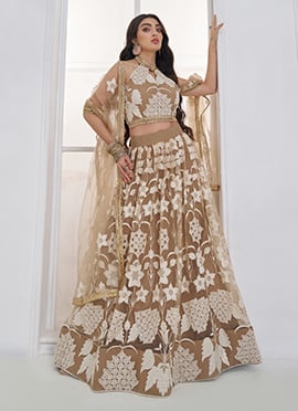 Chiku Net Sequins Thread Embroidered Lehenga