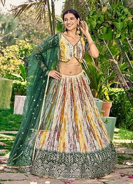 Chinon Sequins Embroidered A Line Lehenga