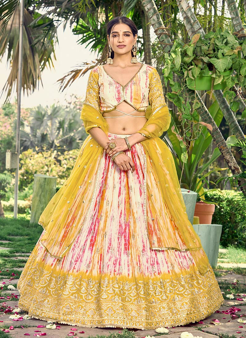 Chinon Sequins Embroidered A Line Lehenga Festive Wear