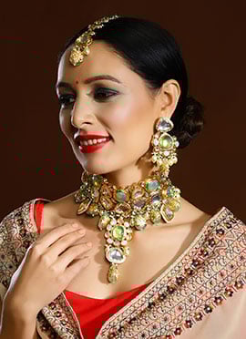 Choker Of Gold Golden Kundan Moti Beaded Splendor