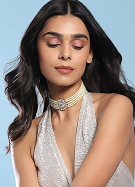 Choker Of White Elegant Kundan Moti Radiance