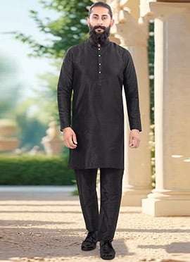 Classic Black Silk Kurta Pyjama