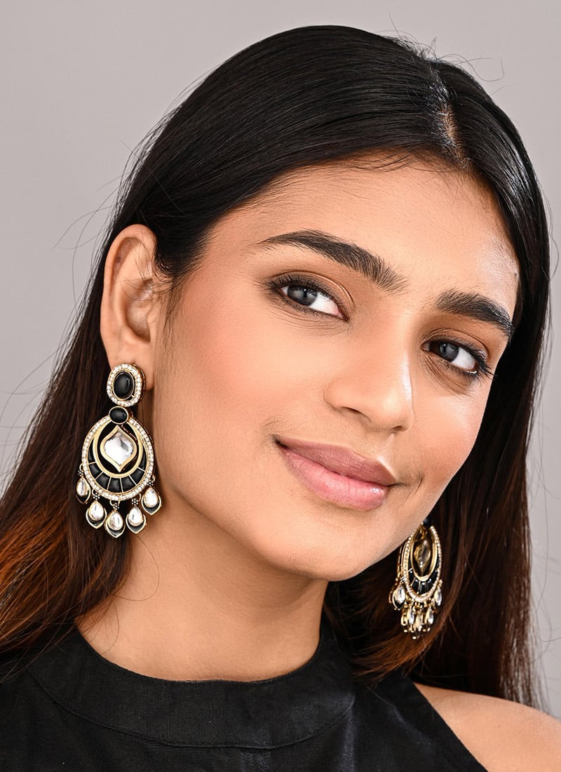 Classic Black Stone Drops Festive Wear