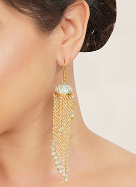Classic Blue Beads Meenakari Jhumka