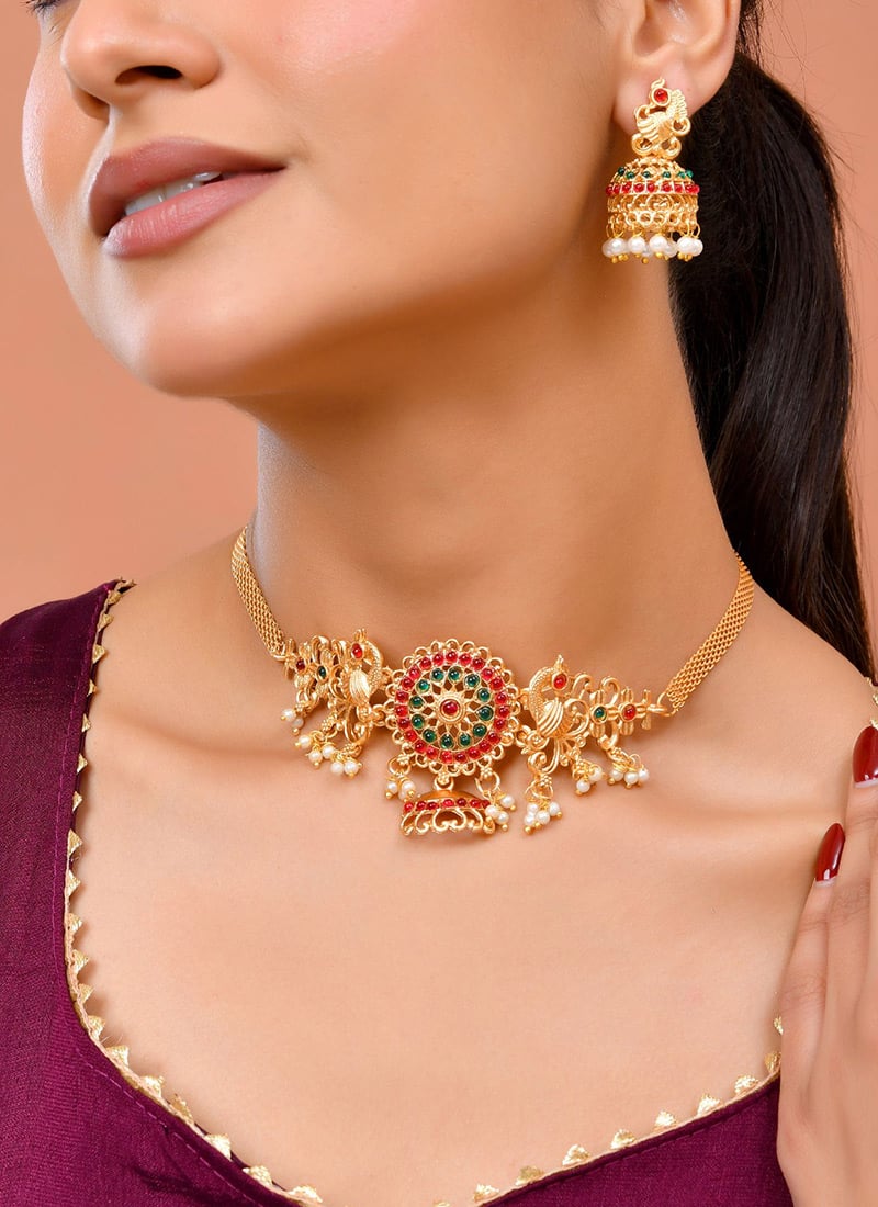 Classic Gold Kundan Bead Choker Wedding Wear