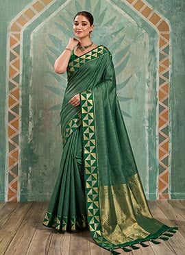Classic Green Silk Zari Saree