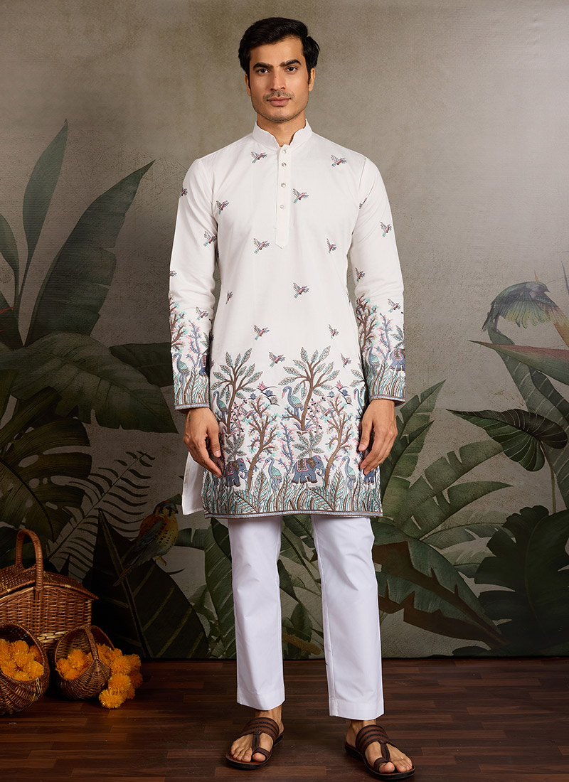 Classic Green Viscose Silk Embroidered Sequins Thread Kurta