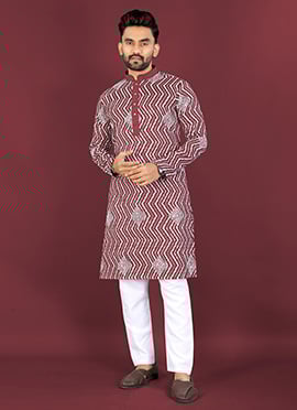 Classic Maroon Soft Silk Embroidered Sequins Thread Kurta Pyjama