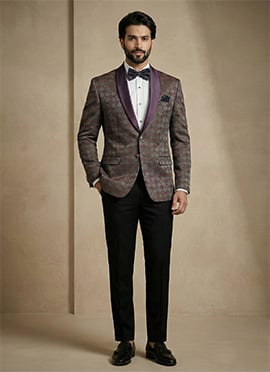 Classic Mauve Satin Jacquard Blazer