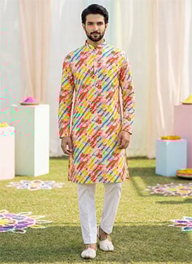 Classic Multicolored Cotton Digital Print Kurta Pyjama
