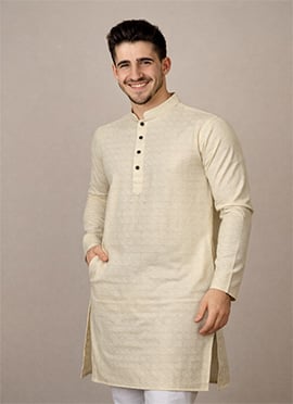 Classic Off White Jacquard Silk Jacquard Kurta Pyjama