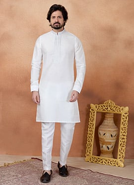Classic Off White Silk Kurta Pyjama