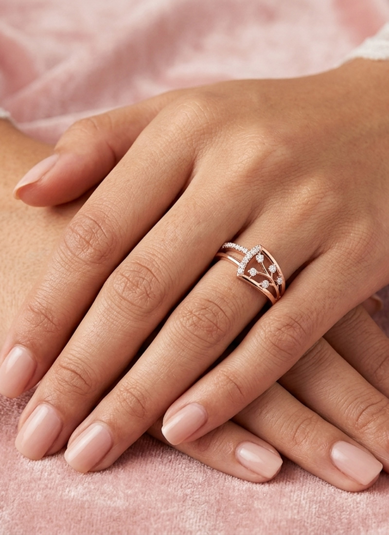 Classic Rose Gold 925 Sterling Silver Moissanite Ring Wedding Wear