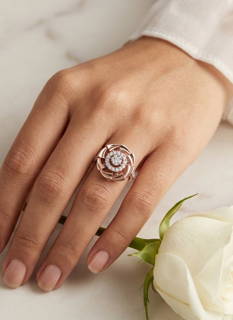 Classic Rose Gold 925 Sterling Silver Moissanite Ring Wedding Wear