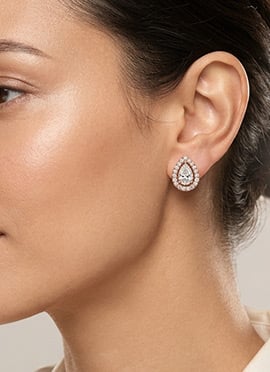 Classic Rose Gold 925 Sterling Silver Moissanite Stone Studded Stud Earrings