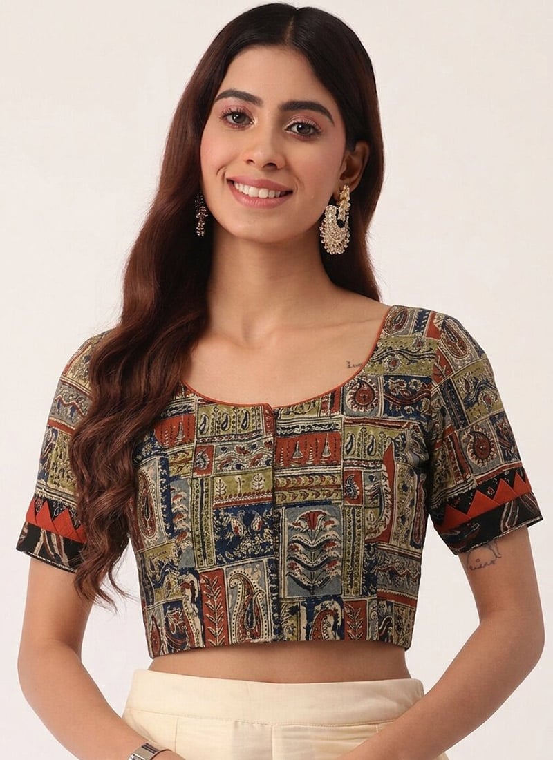 Classic Rust Cotton Printed Blouse After Six Wear