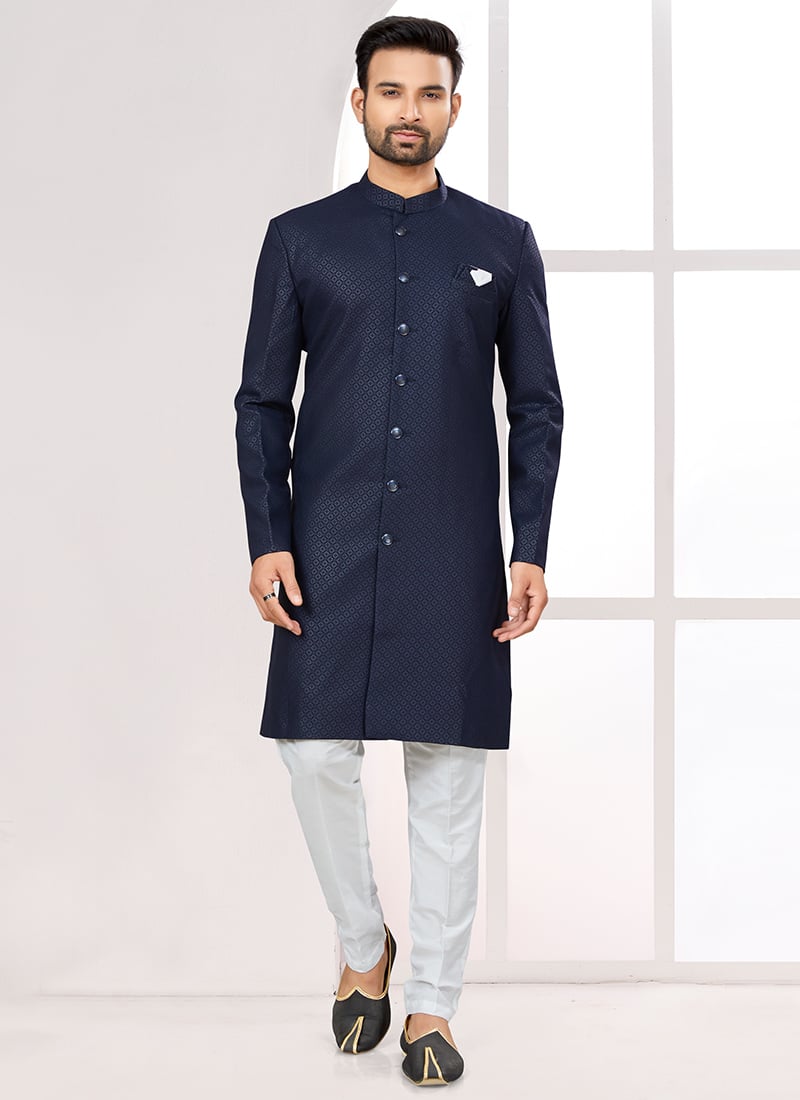 Classic Silk Jacquard Indowestern Sherwani