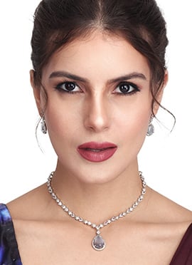 Classic Silver White Stone Necklace
