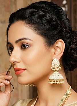 Classic White Beaded Jhumka