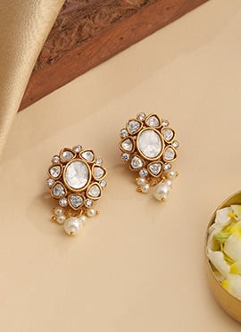Classic White Kundan Drops